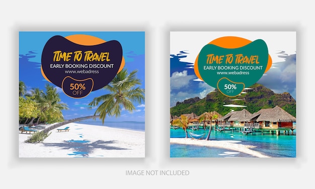 Travel tour Instagram post or social media post template Premium Vector