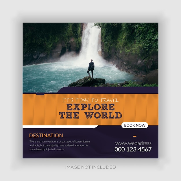 Travel tour instagram post or social media post template premium vector