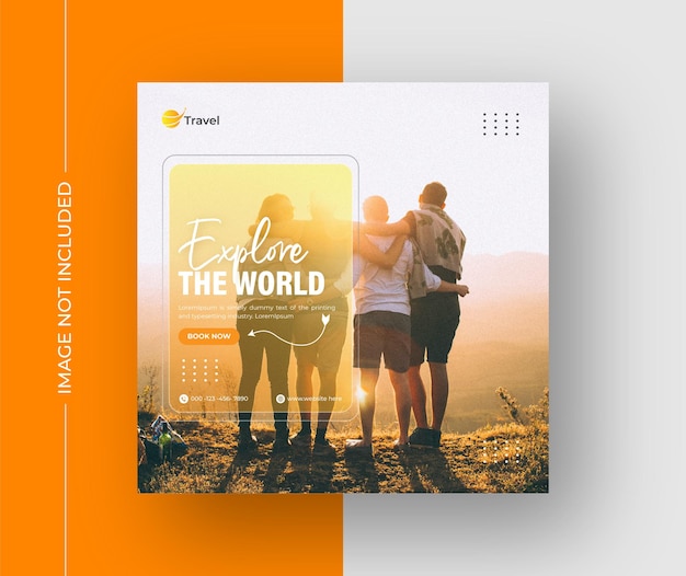 Travel tour instagram post or social media post template premium