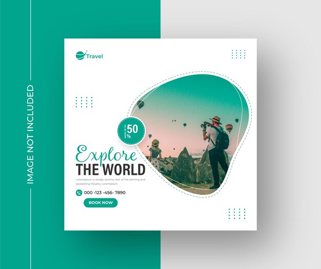 Travel tour Instagram post or social media post template Premium