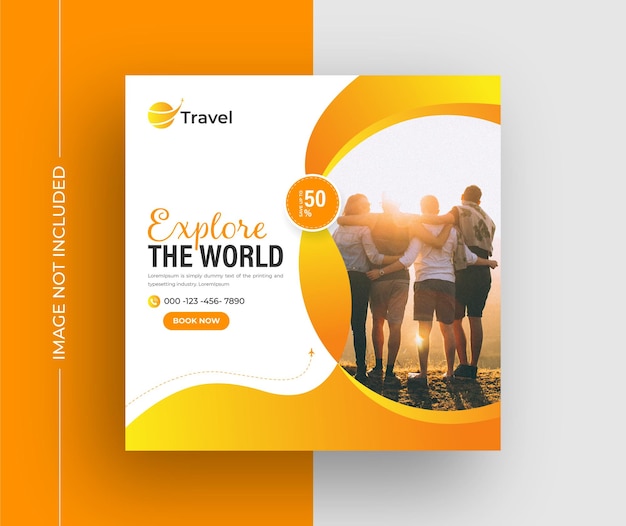 Travel tour Instagram post or social media post template Premium