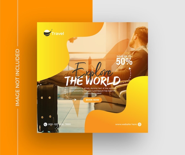 Travel tour instagram post or social media post template premium