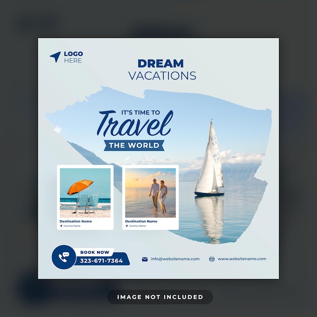 Travel tour instagram post or social media post template