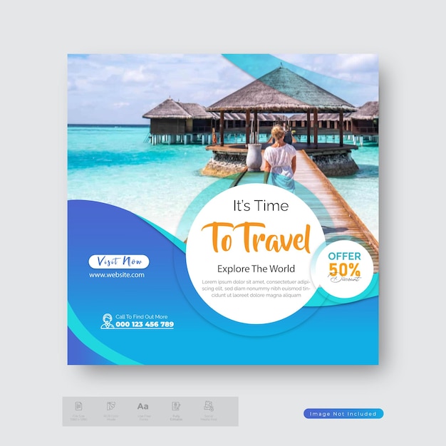 travel tour instagram post or social media post template