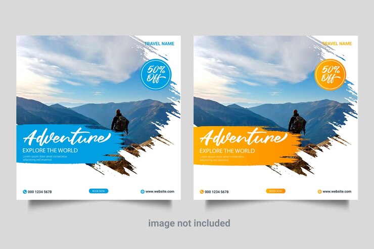Vector travel tour post banner  square  template design