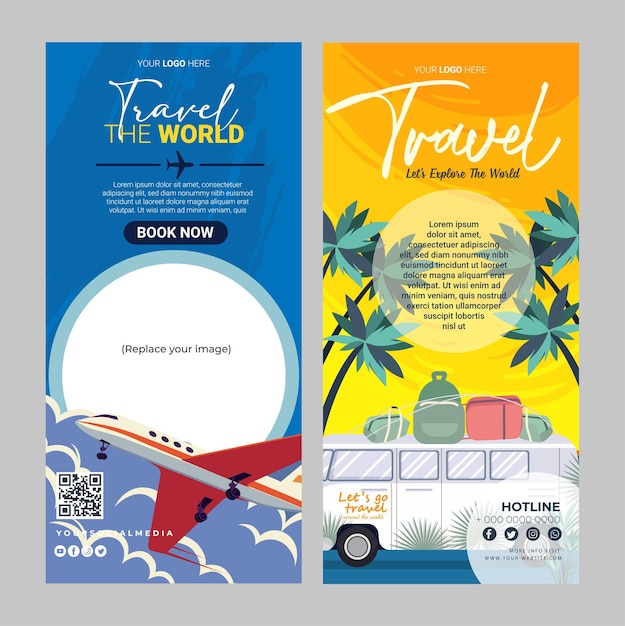 Vector travel and tour rollup banner design