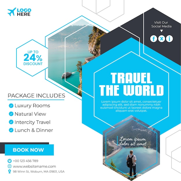 Vector travel and tour social media banner template