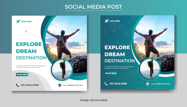 travel and tour social media and Instagram post template