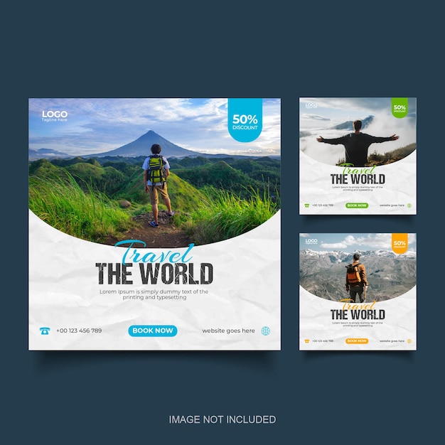 Travel and tour social media Instagram post or web banner template