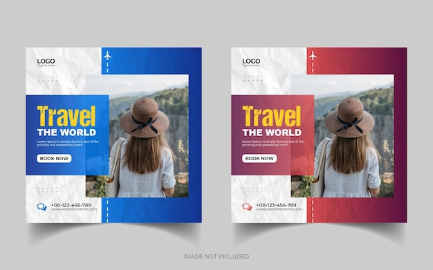 Vettore modello di post instagram o banner web per i social media di viaggio e tour