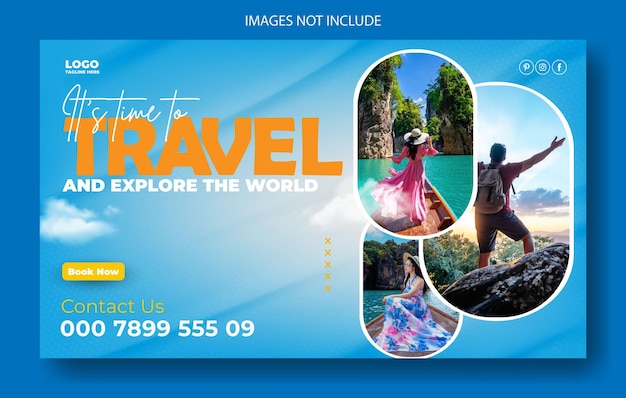 Travel tour web banner template design