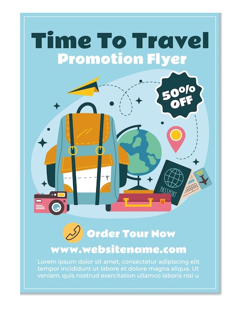 Vector travel tourism advertisement flyer brochure design element template cartoon design illustrat