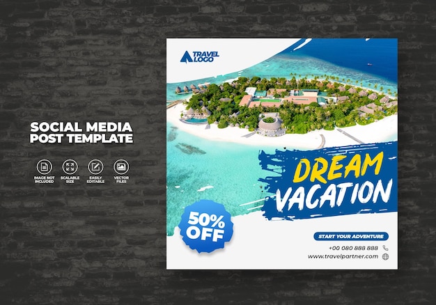 TRAVEL AND TOURISM AGENCY INSTAGRAM POST OR SOCIAL MEDIA POST TEMPLATE