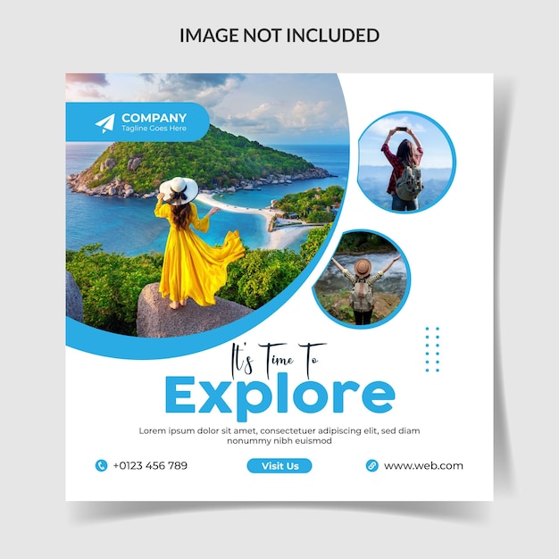 Travel and tourism agency social media post design and web template