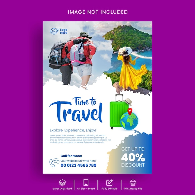 Vector travel tourism business flyer and tourism poster template