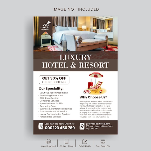 travel tourism company and hotel print flyer or poster leaflet advertising design