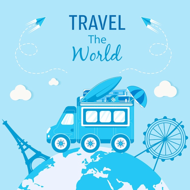 Travel and tourism flat design vector illustration