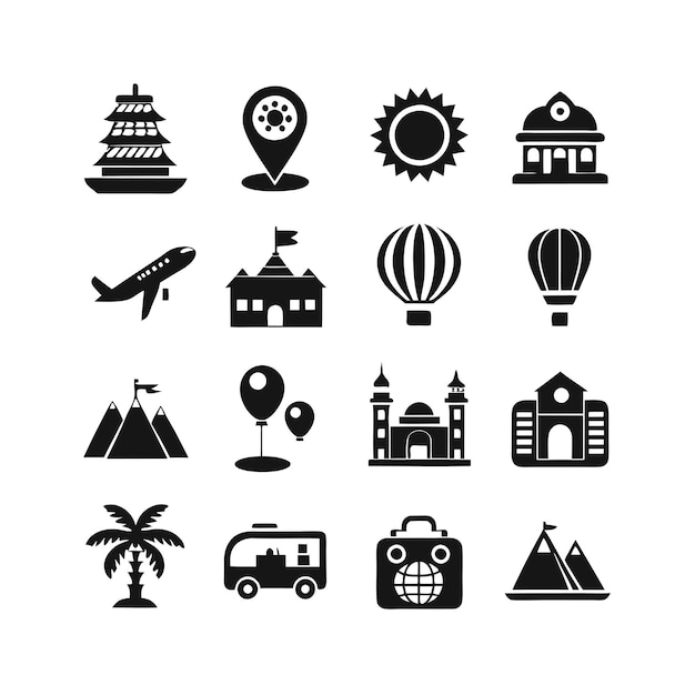 Travel and Tourism Icon Set Collection Vector for UI Documents Websites and Mobile Applications