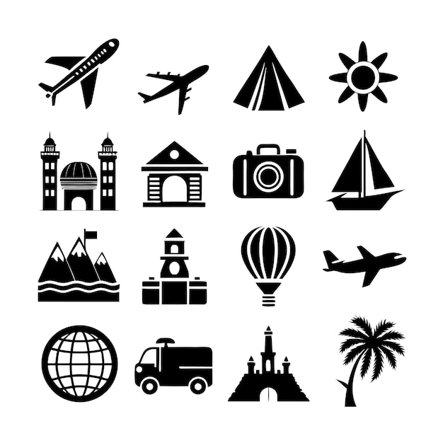 Travel and Tourism Icon Set Collection Vector for UI Documents Websites and Mobile Applications