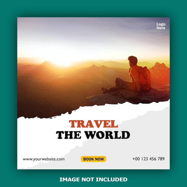 Vector travel and tourism instagram post or social media banner template