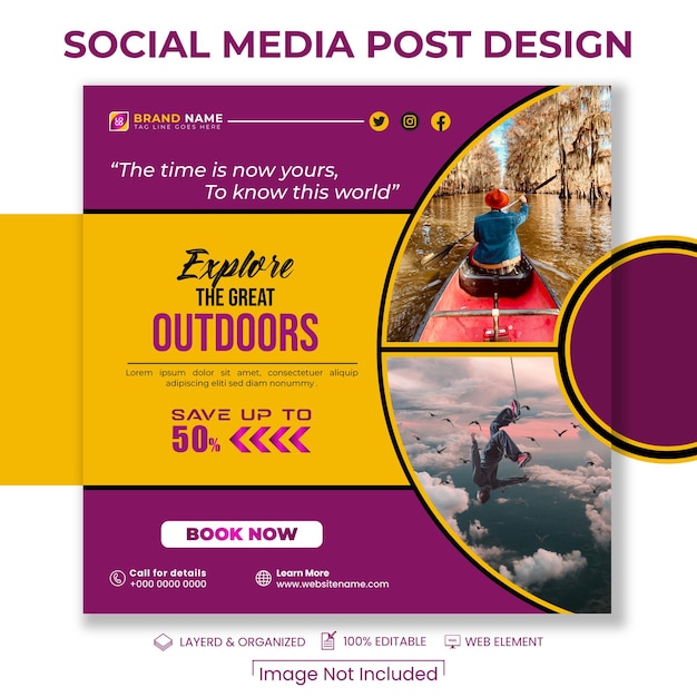Travel and tourism instagram post or social media post template design