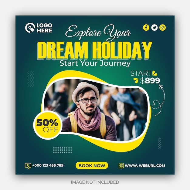 Travel and tourism instagram post or social media post template