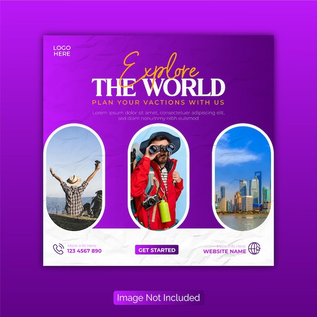 Vector travel and tourism instagram post or social media post template