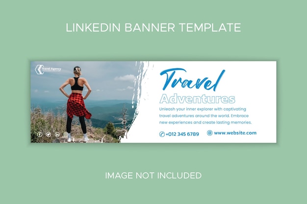 Travel and tourism Linkedin cover template with brush strokes