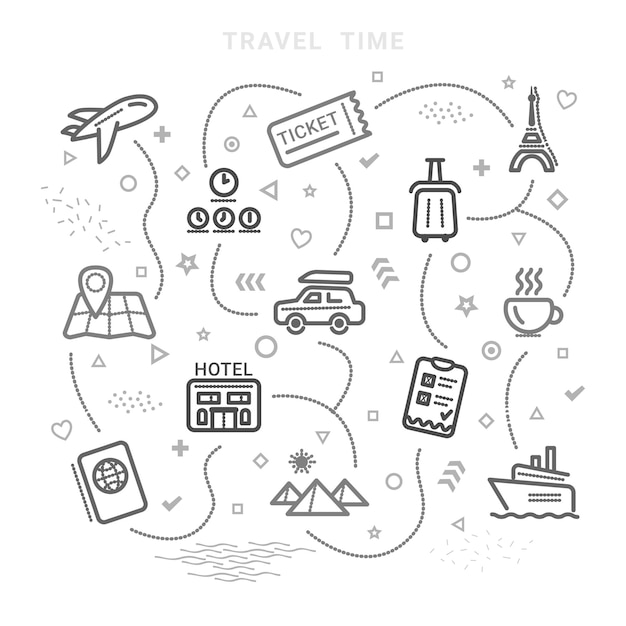 Vector travel and tourism planner time