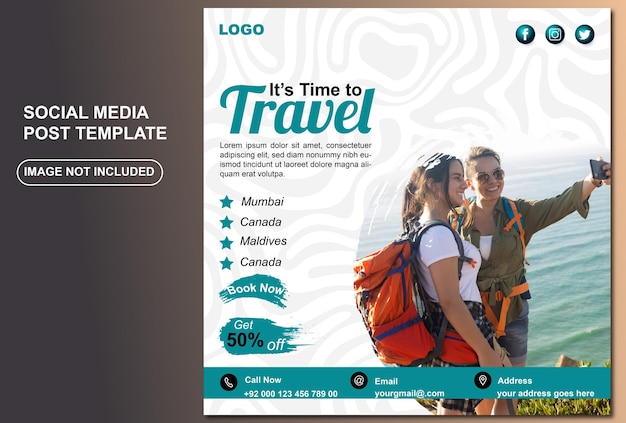 Vector travel and tourism social media instagram post template