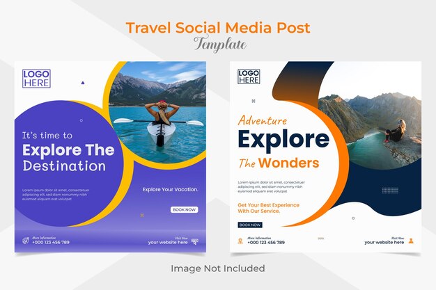 Travel and tourism social media post and facebook and instagram post banner template design set