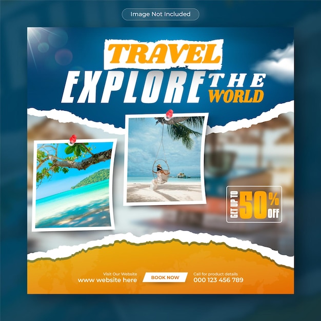 Travel and tourism social media template instagram post