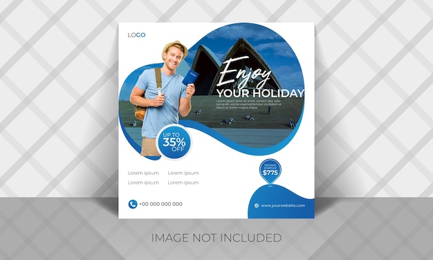 Travel and tourism tour agency instagram post or square banner template