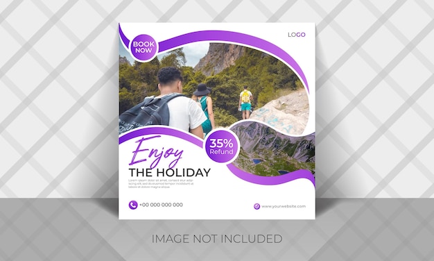 Vector travel and tourism tour agency instagram post or square banner template