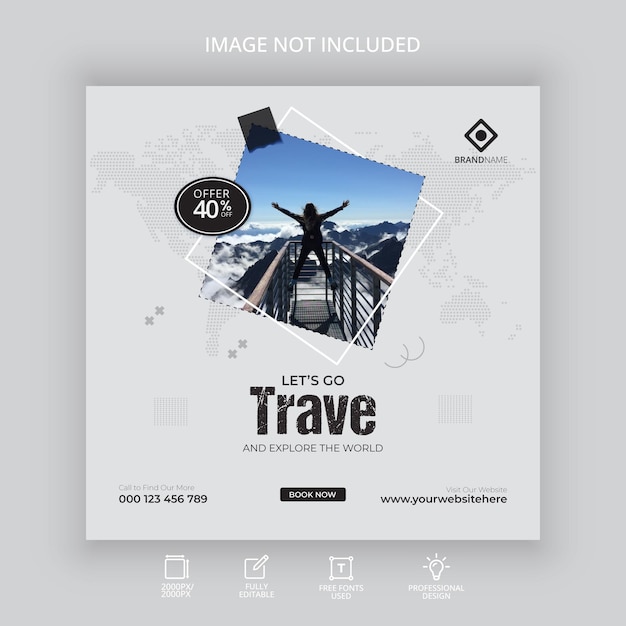 Travel and tourism tour instagram post banner or social media post template