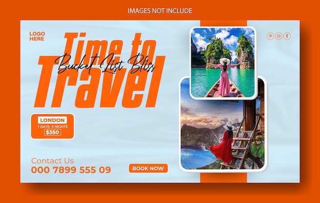 Vector travel and tourism web banner template