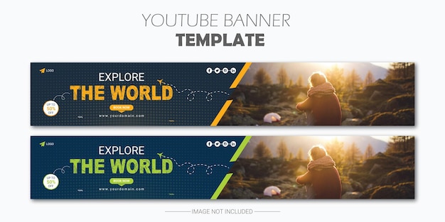 Vector travel and tourism youtube banner template design