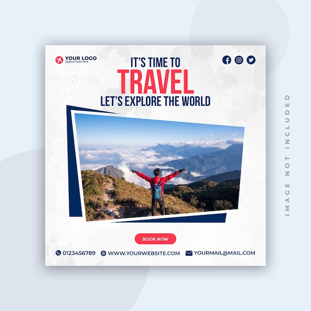 Travel and tours agency social media post or Instagram square flyer Design