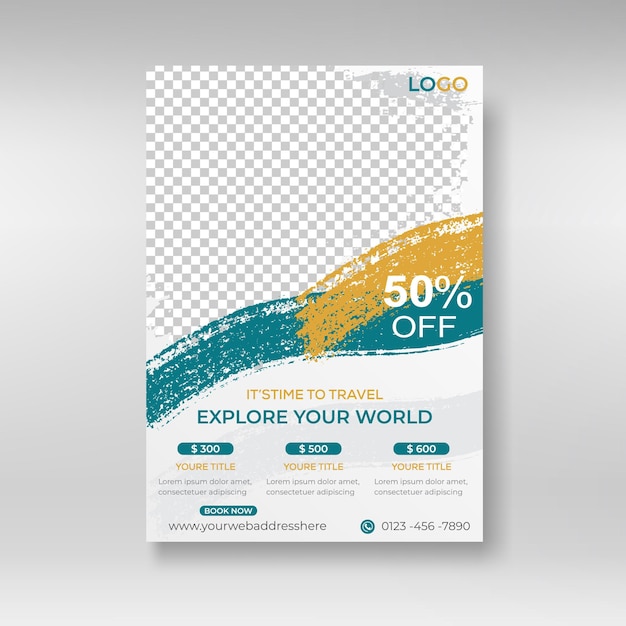 Vector travel and tours flyer template design