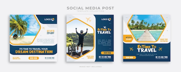 Vector travel and tours social media or instagram post template