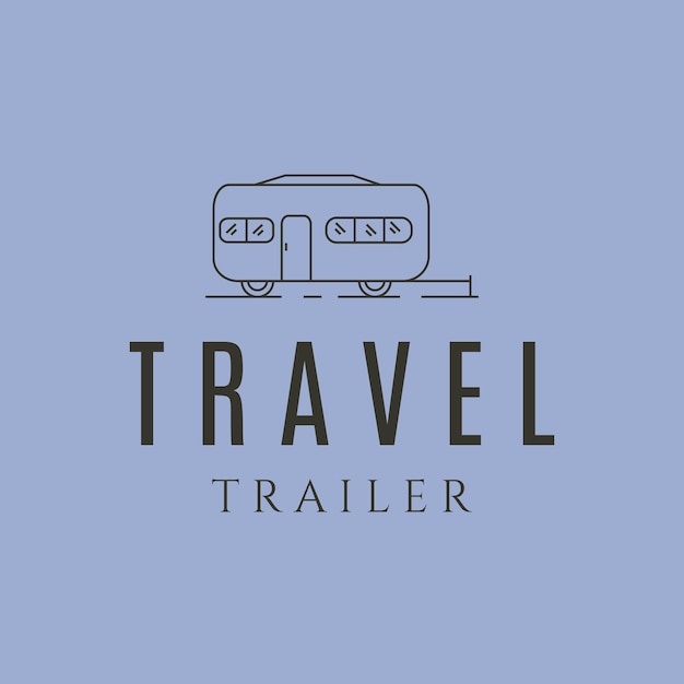 Travel trailer line art logo vector symbol illustration design