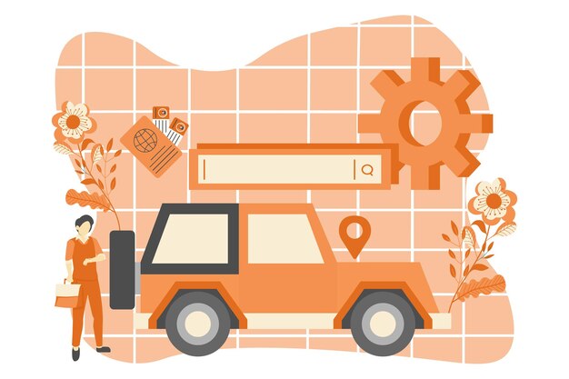 Vector travel transportation flat design illustration