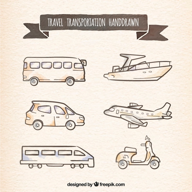 Vector travel transportation hand drawn