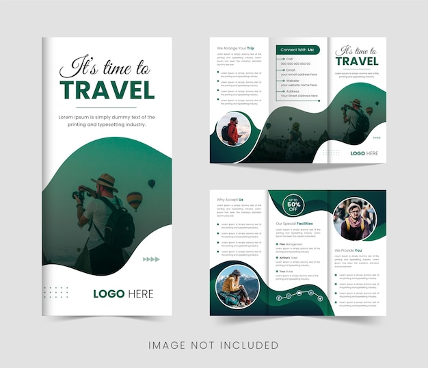 Vector travel trifold brochure design template