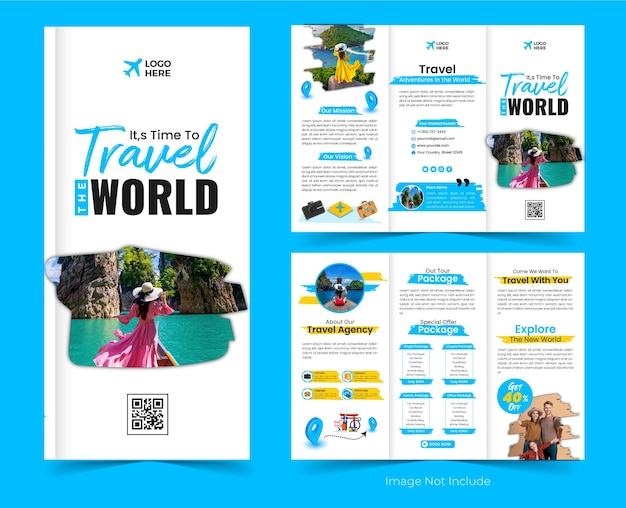 Vector travel trifold brochure template design