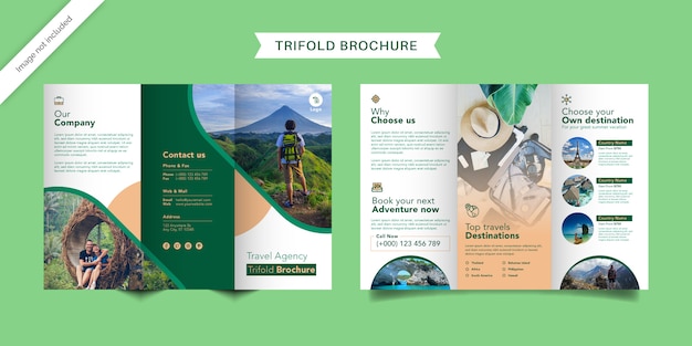 Vector travel trifold brochure template