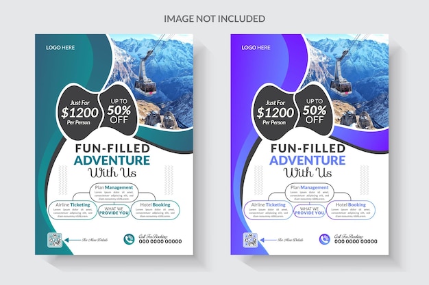 Vector travel or trip flyer design vector premium template