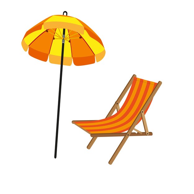 travel and vacation concept set of beach umbrella and chair relaxing on the beach