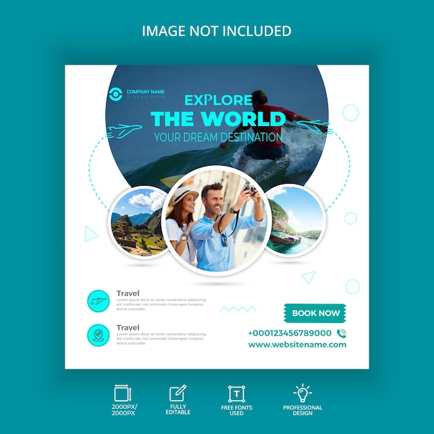 Travel vacation modern business flat social media banner Instagram post 14