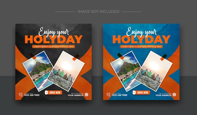 Travel vacation social media banner post template